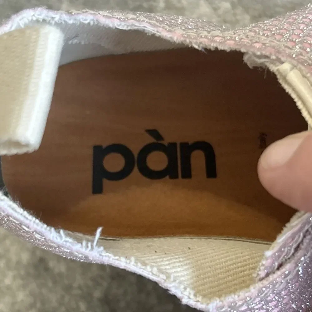 Panchic Shoes Girls 3.5 Leather Sneakers Pink Glitter Made In Italy Lace Up
